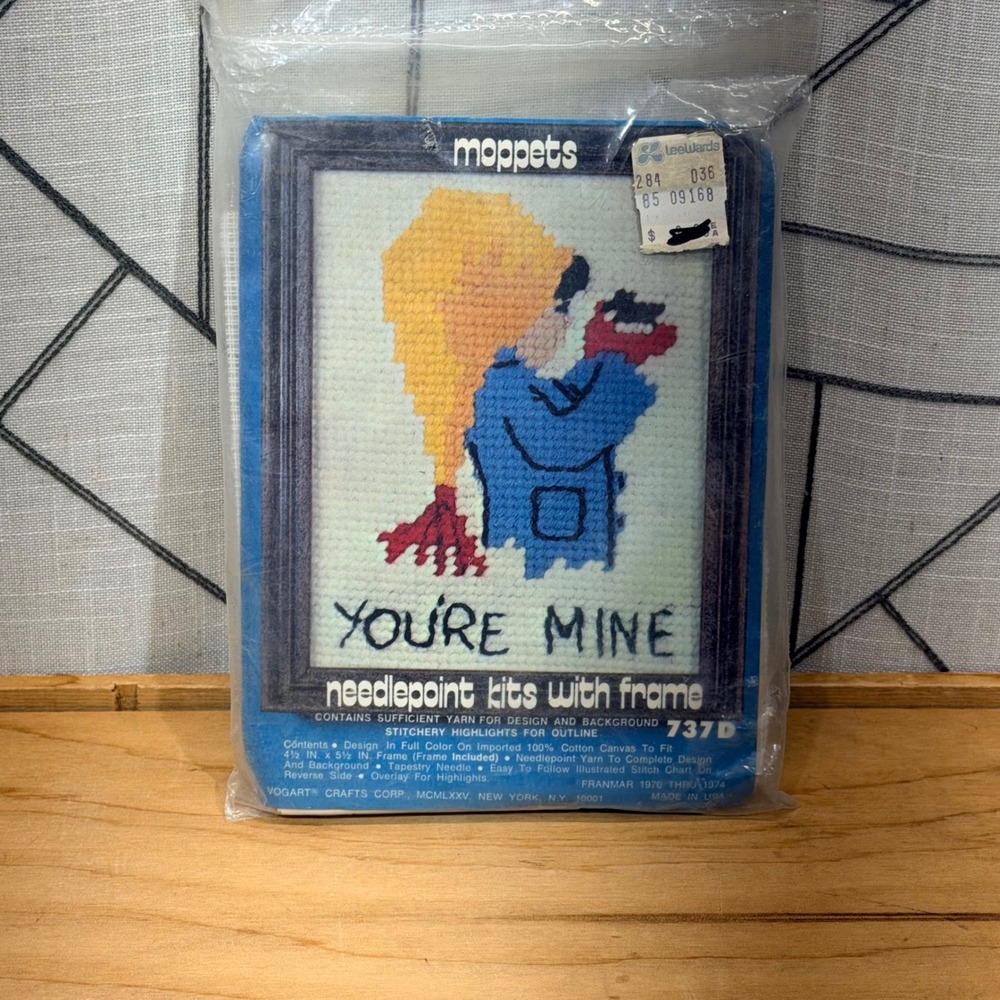 Vintage Moppets Needlepoint Kit You're Mine Vogart Crafts 737D with‎ Frame 1975